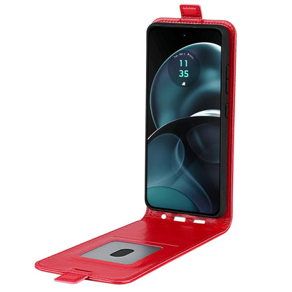 Motorola Moto G14 Texture Vertical Flip Leather Wallet Case with Card Slot, PU TPU Shockproof Protective Cover, Anti-Drop Magnetic Folio Phone Case
