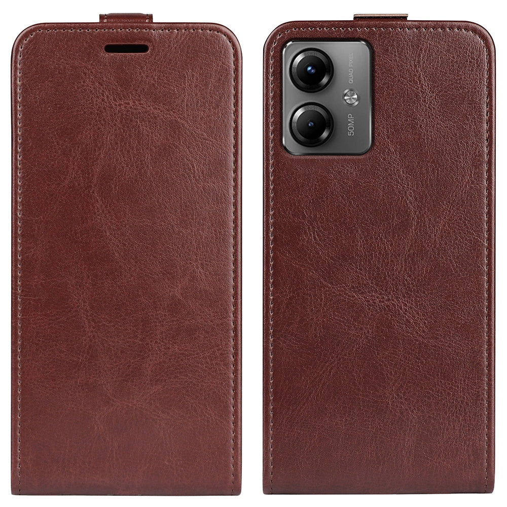 Motorola Moto G14 Texture Vertical Flip Leather Wallet Case with Card Slot, PU TPU Shockproof Protective Cover, Anti-Drop Magnetic Folio Phone Case