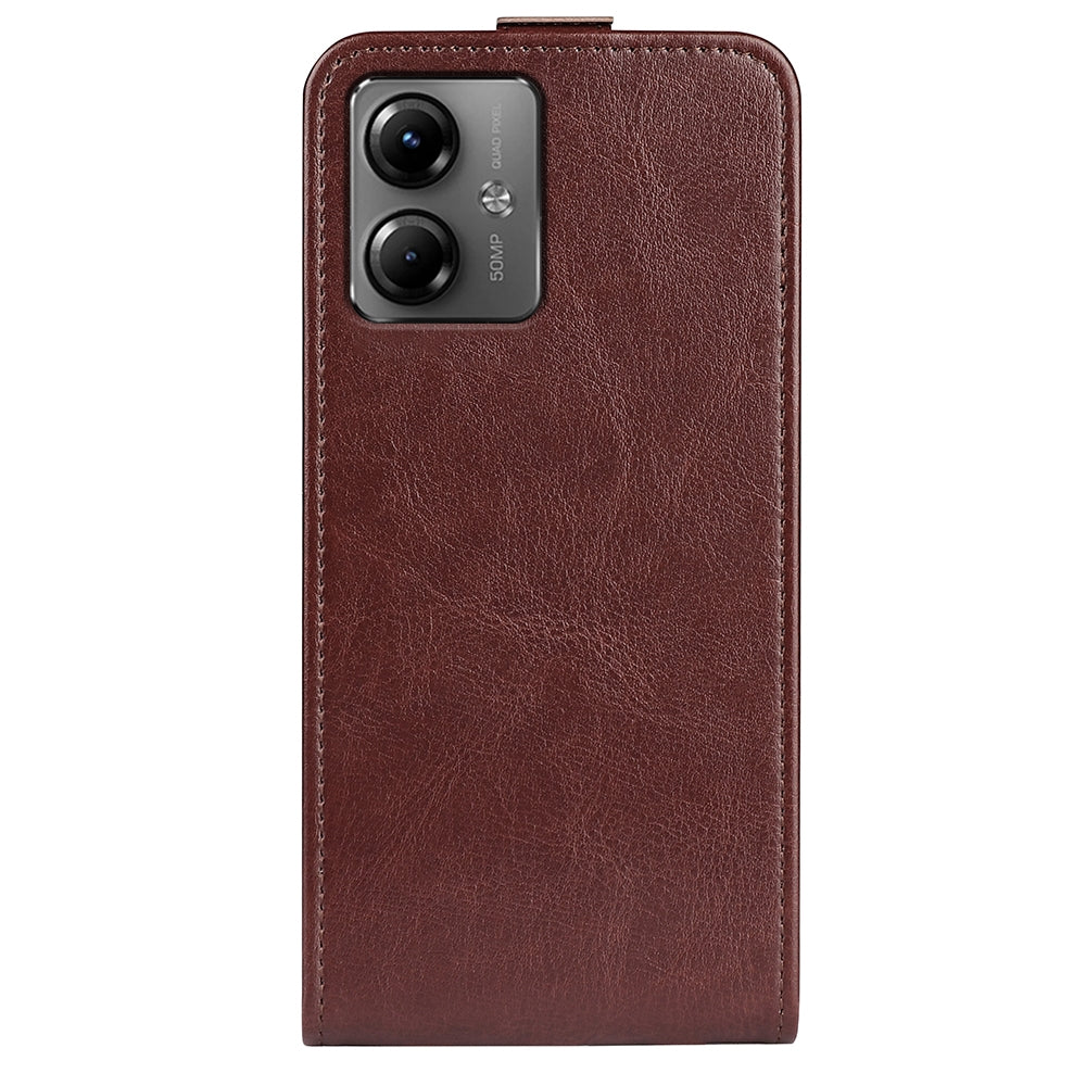 Motorola Moto G14 Texture Vertical Flip Leather Wallet Case with Card Slot, PU TPU Shockproof Protective Cover, Anti-Drop Magnetic Folio Phone Case