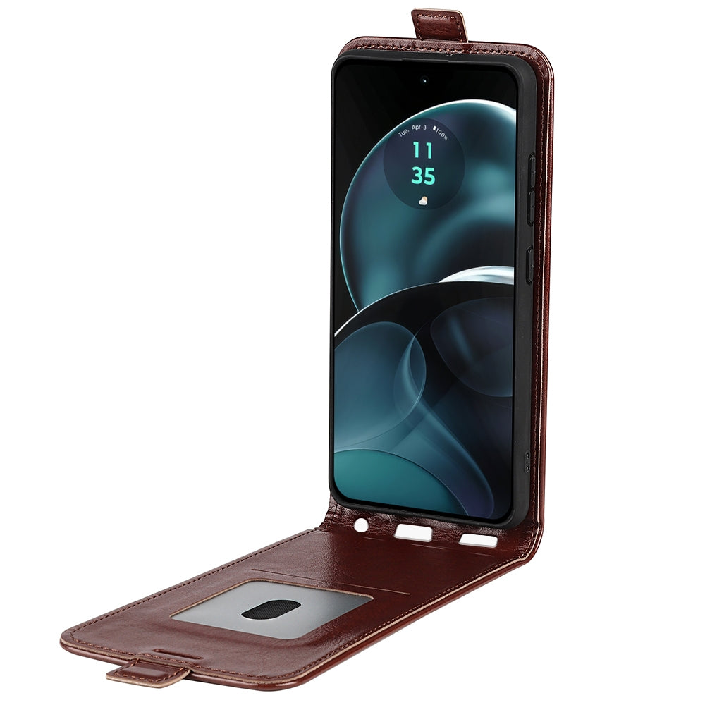Motorola Moto G14 Texture Vertical Flip Leather Wallet Case with Card Slot, PU TPU Shockproof Protective Cover, Anti-Drop Magnetic Folio Phone Case