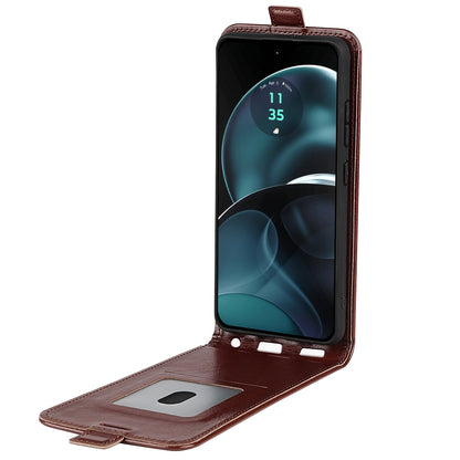 Motorola Moto G14 Texture Vertical Flip Leather Wallet Case with Card Slot, PU TPU Shockproof Protective Cover, Anti-Drop Magnetic Folio Phone Case