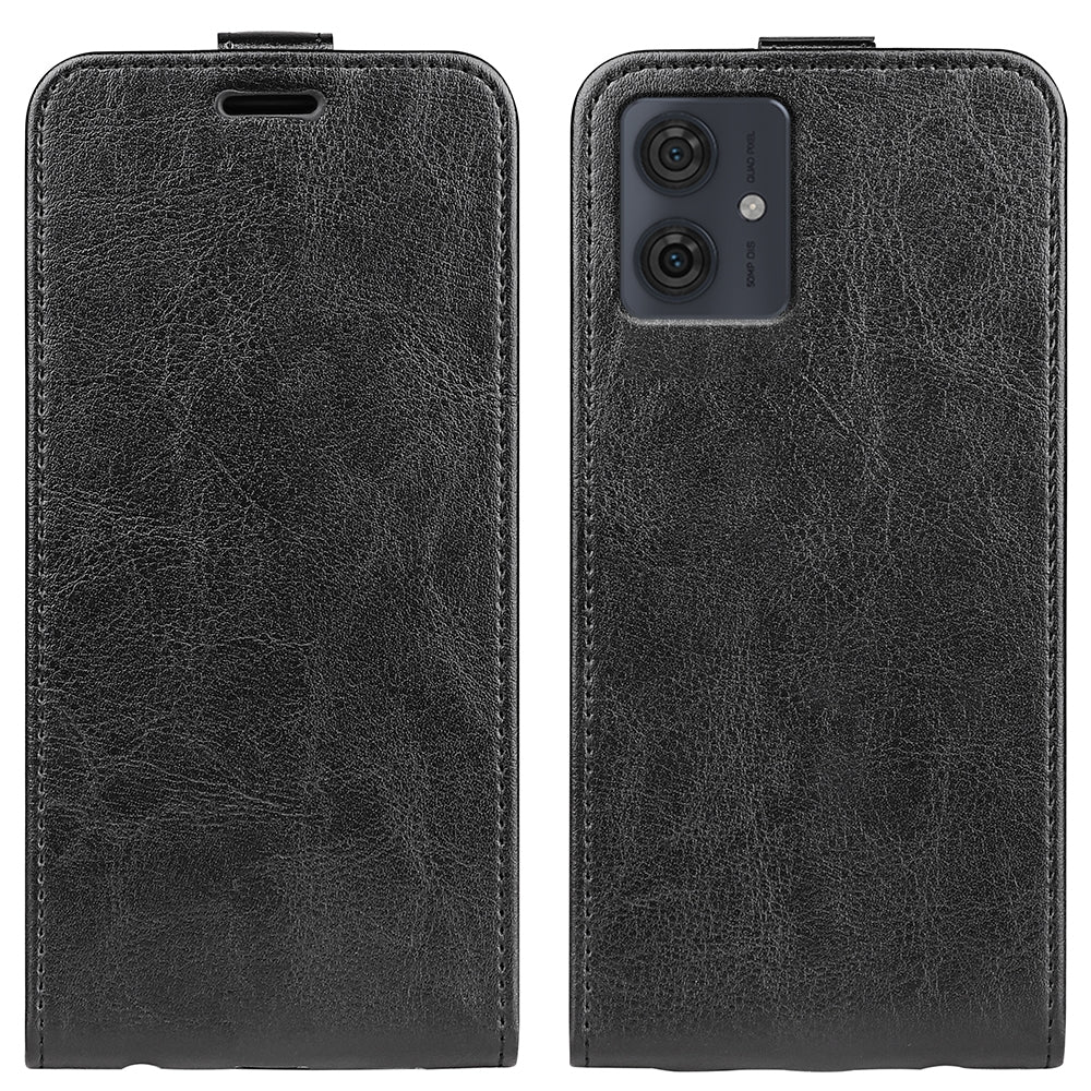 Motorola Moto G54 Texture Vertical Flip Leather Wallet Case with Card Slot, PU TPU Shockproof Protective Cover, Anti-Drop Magnetic Folio Phone Case