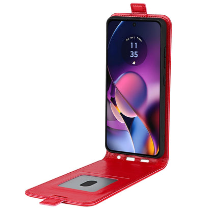 Motorola Moto G54 Texture Vertical Flip Leather Wallet Case with Card Slot, PU TPU Shockproof Protective Cover, Anti-Drop Magnetic Folio Phone Case