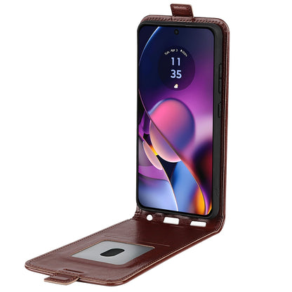 Motorola Moto G54 Texture Vertical Flip Leather Wallet Case with Card Slot, PU TPU Shockproof Protective Cover, Anti-Drop Magnetic Folio Phone Case