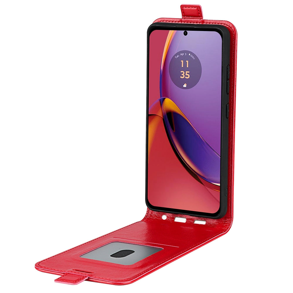 Motorola Moto G84 Texture Vertical Flip Leather Wallet Case with Card Slot, PU TPU Shockproof Protective Cover, Anti-Drop Magnetic Folio Phone Case