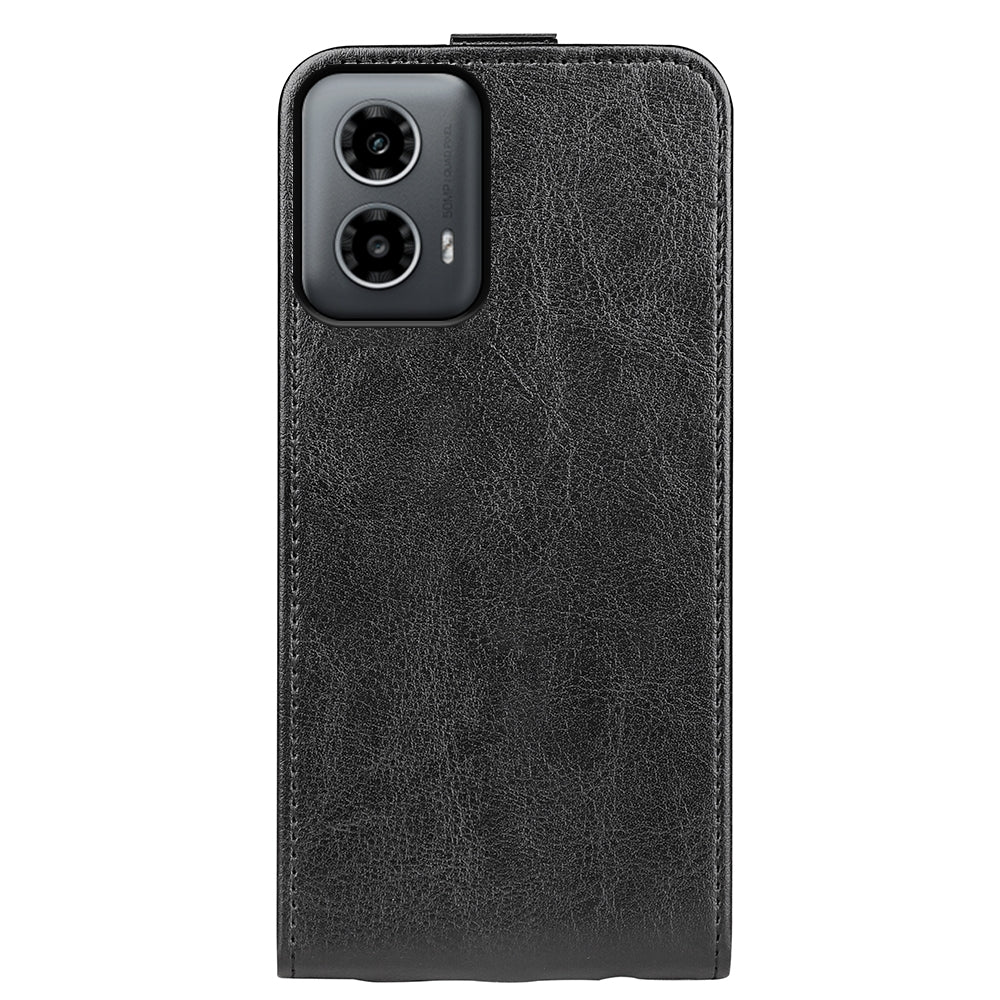 Motorola Moto G34 Texture Vertical Flip Leather Wallet Case with Card Slot, PU TPU Shockproof Protective Cover, Anti-Drop Magnetic Folio Phone Case