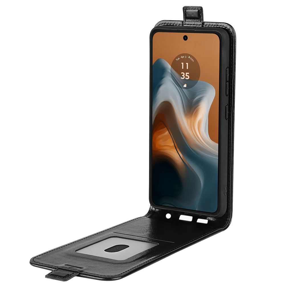 Motorola Moto G34 Texture Vertical Flip Leather Wallet Case with Card Slot, PU TPU Shockproof Protective Cover, Anti-Drop Magnetic Folio Phone Case