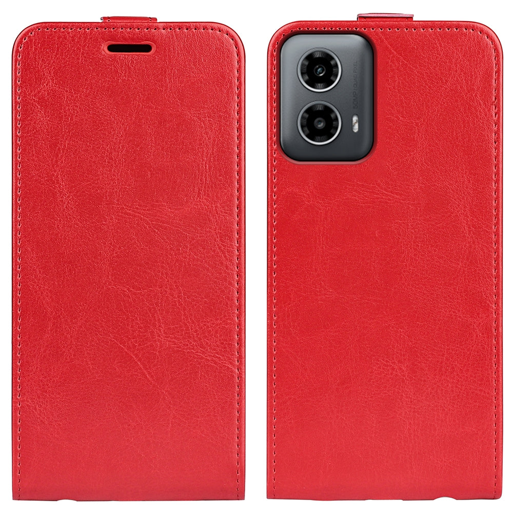 Motorola Moto G34 Texture Vertical Flip Leather Wallet Case with Card Slot, PU TPU Shockproof Protective Cover, Anti-Drop Magnetic Folio Phone Case