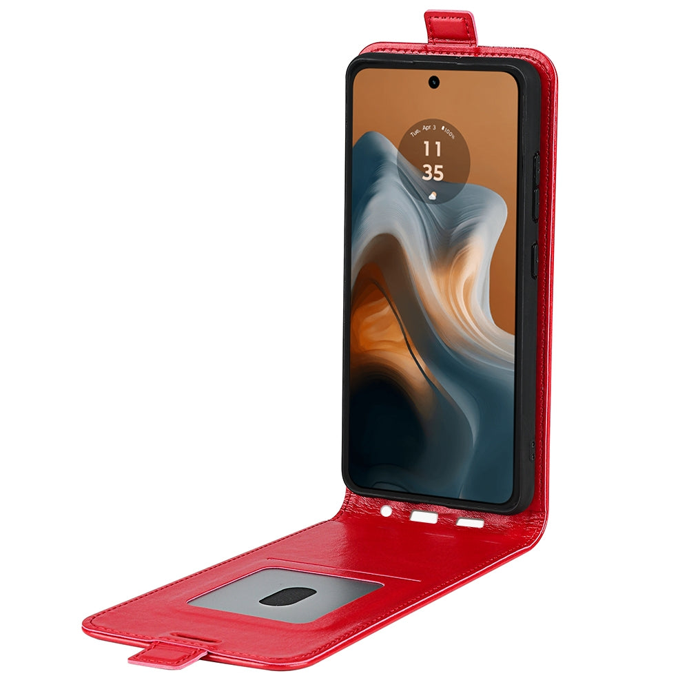 Motorola Moto G34 Texture Vertical Flip Leather Wallet Case with Card Slot, PU TPU Shockproof Protective Cover, Anti-Drop Magnetic Folio Phone Case