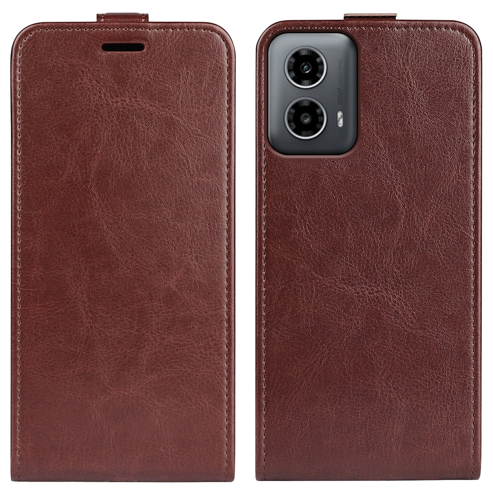 Motorola Moto G34 Texture Vertical Flip Leather Wallet Case with Card Slot, PU TPU Shockproof Protective Cover, Anti-Drop Magnetic Folio Phone Case