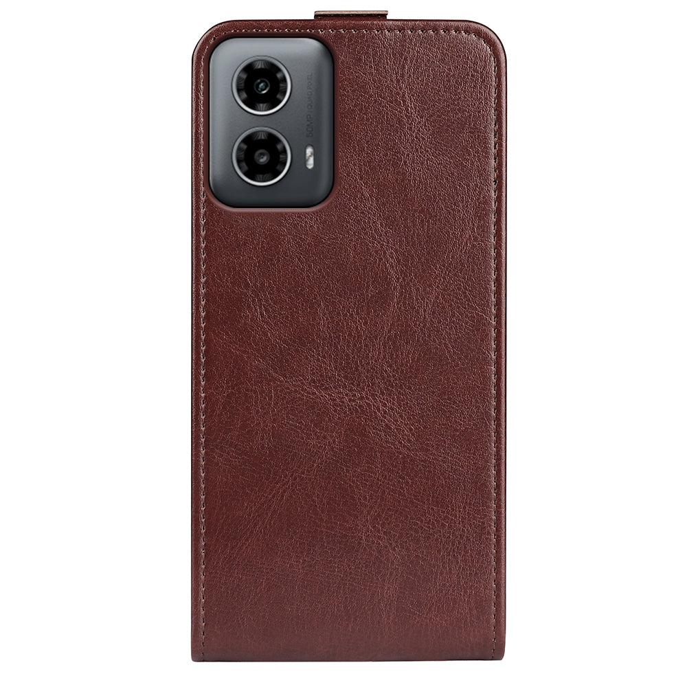 Motorola Moto G34 Texture Vertical Flip Leather Wallet Case with Card Slot, PU TPU Shockproof Protective Cover, Anti-Drop Magnetic Folio Phone Case