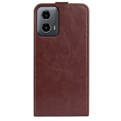 Motorola Moto G34 Texture Vertical Flip Leather Wallet Case with Card Slot, PU TPU Shockproof Protective Cover, Anti-Drop Magnetic Folio Phone Case