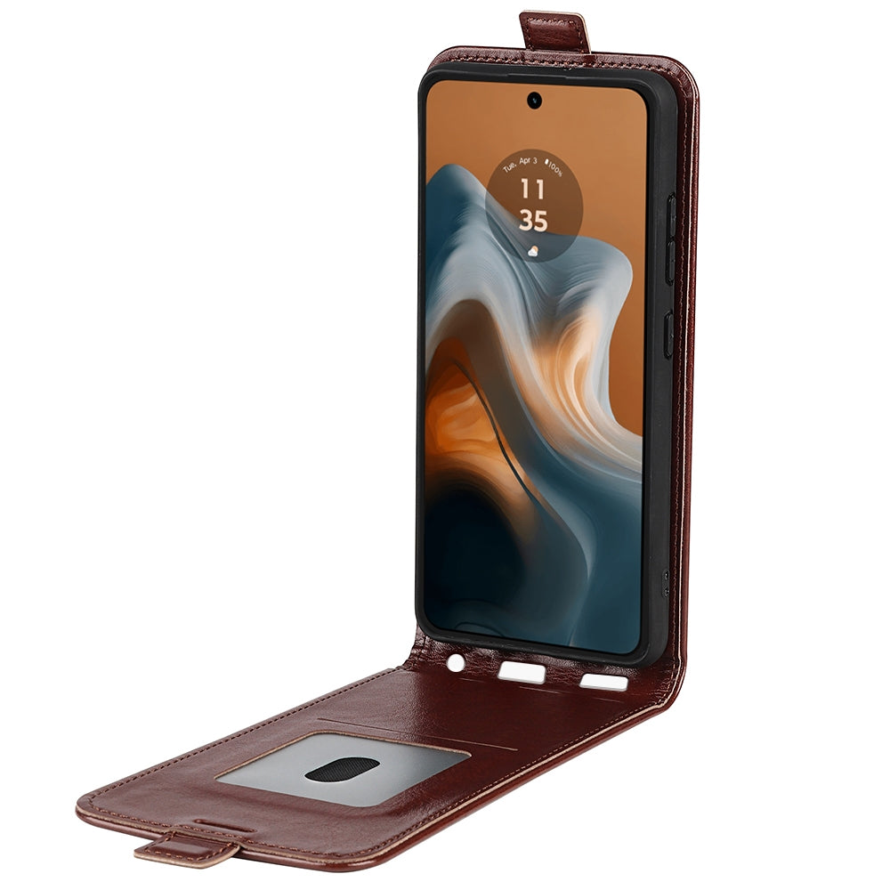 Motorola Moto G34 Texture Vertical Flip Leather Wallet Case with Card Slot, PU TPU Shockproof Protective Cover, Anti-Drop Magnetic Folio Phone Case