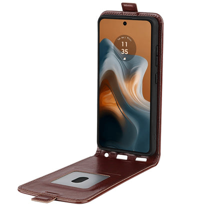 Motorola Moto G34 Texture Vertical Flip Leather Wallet Case with Card Slot, PU TPU Shockproof Protective Cover, Anti-Drop Magnetic Folio Phone Case