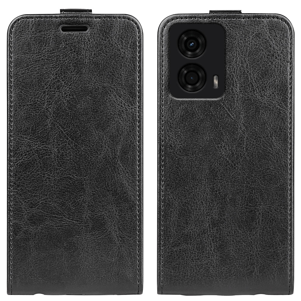 Motorola Moto G24 Texture Vertical Flip Leather Wallet Case with Card Slot, PU TPU Shockproof Protective Cover, Anti-Drop Magnetic Folio Phone Case