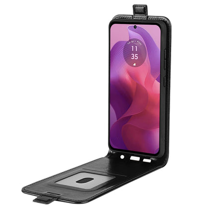 Motorola Moto G24 Texture Vertical Flip Leather Wallet Case with Card Slot, PU TPU Shockproof Protective Cover, Anti-Drop Magnetic Folio Phone Case