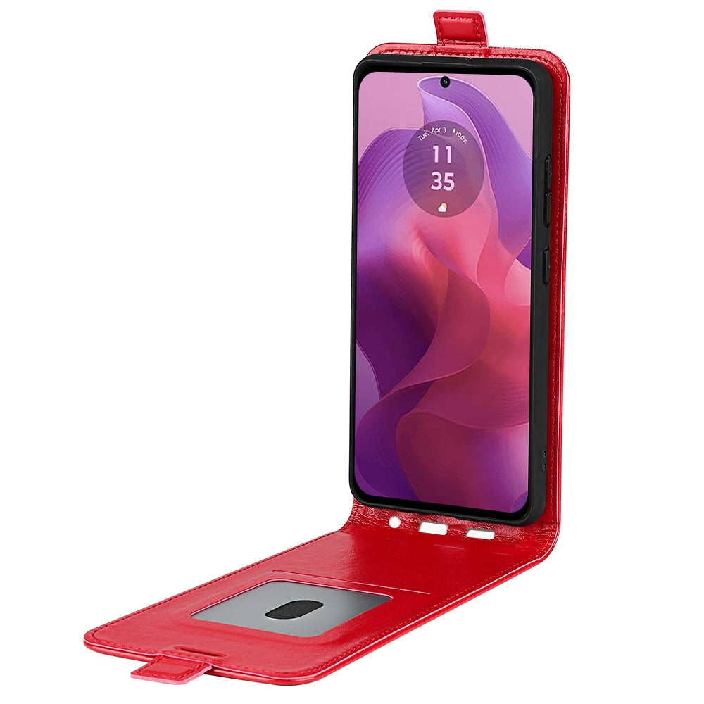 Motorola Moto G24 Texture Vertical Flip Leather Wallet Case with Card Slot, PU TPU Shockproof Protective Cover, Anti-Drop Magnetic Folio Phone Case