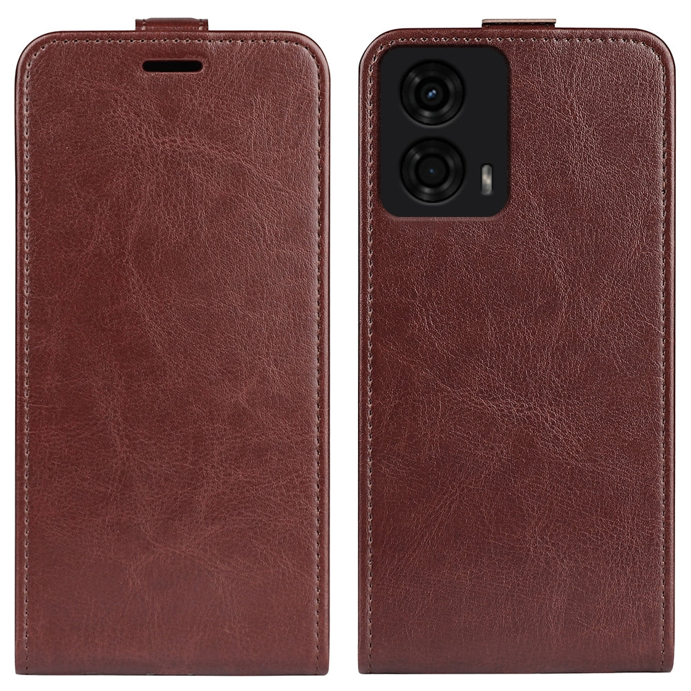 Motorola Moto G24 Texture Vertical Flip Leather Wallet Case with Card Slot, PU TPU Shockproof Protective Cover, Anti-Drop Magnetic Folio Phone Case