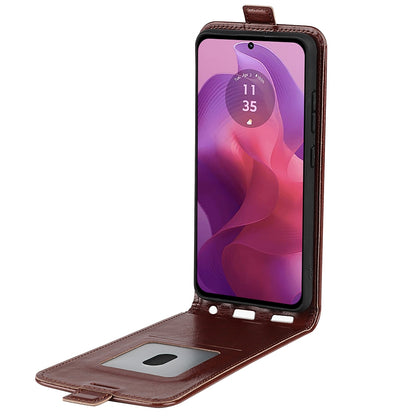 Motorola Moto G24 Texture Vertical Flip Leather Wallet Case with Card Slot, PU TPU Shockproof Protective Cover, Anti-Drop Magnetic Folio Phone Case