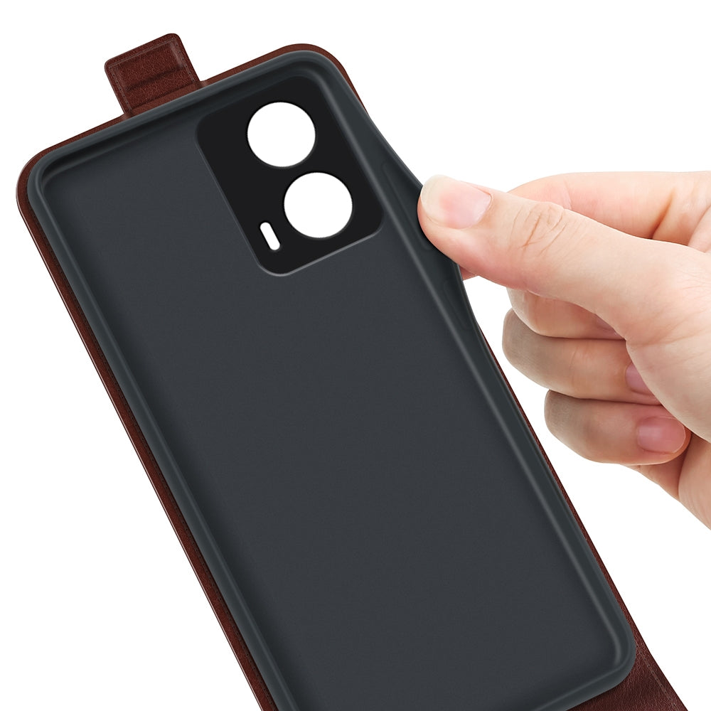 Motorola Moto G24 Texture Vertical Flip Leather Wallet Case with Card Slot, PU TPU Shockproof Protective Cover, Anti-Drop Magnetic Folio Phone Case