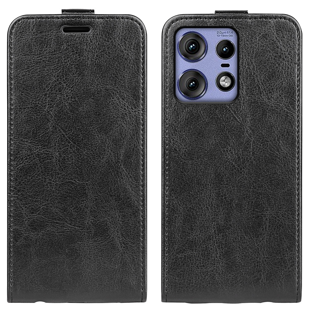 Motorola Edge 50 Pro Texture Vertical Flip Leather Wallet Case with Card Slot, PU TPU Shockproof Protective Cover, Anti-Drop Magnetic Folio Phone Case