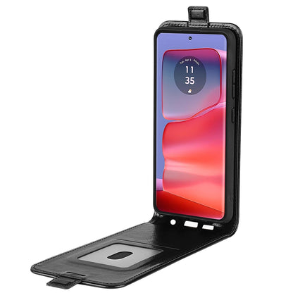 Motorola Edge 50 Pro Texture Vertical Flip Leather Wallet Case with Card Slot, PU TPU Shockproof Protective Cover, Anti-Drop Magnetic Folio Phone Case