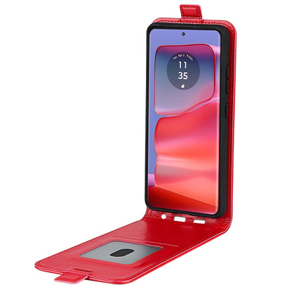 Motorola Edge 50 Pro Texture Vertical Flip Leather Wallet Case with Card Slot, PU TPU Shockproof Protective Cover, Anti-Drop Magnetic Folio Phone Case