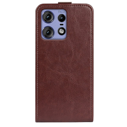 Motorola Edge 50 Pro Texture Vertical Flip Leather Wallet Case with Card Slot, PU TPU Shockproof Protective Cover, Anti-Drop Magnetic Folio Phone Case