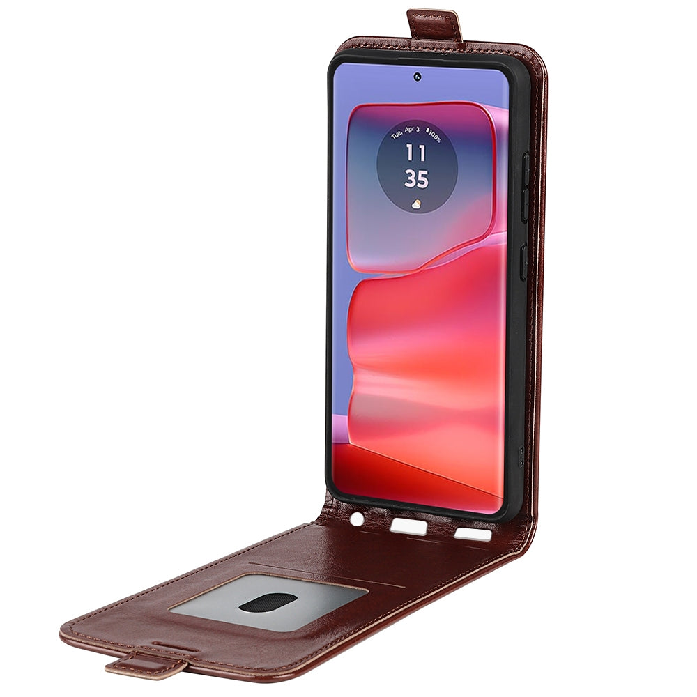 Motorola Edge 50 Pro Texture Vertical Flip Leather Wallet Case with Card Slot, PU TPU Shockproof Protective Cover, Anti-Drop Magnetic Folio Phone Case