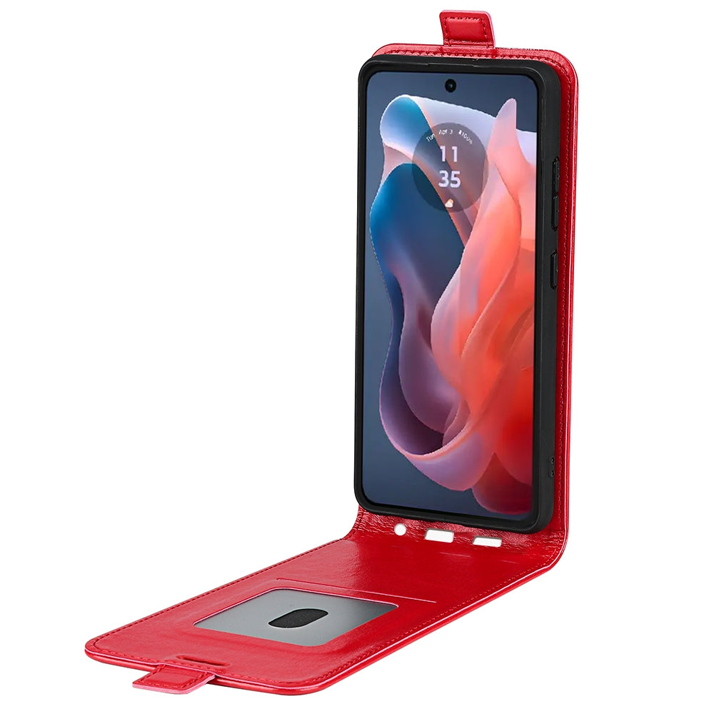 Motorola Moto G Play 2024 Texture Vertical Flip Leather Wallet Case with Card Slot, PU TPU Shockproof Protective Cover, Anti-Drop Magnetic Folio Phone Case