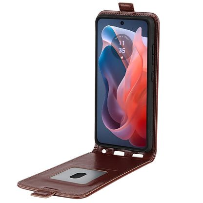 Motorola Moto G Play 2024 Texture Vertical Flip Leather Wallet Case with Card Slot, PU TPU Shockproof Protective Cover, Anti-Drop Magnetic Folio Phone Case