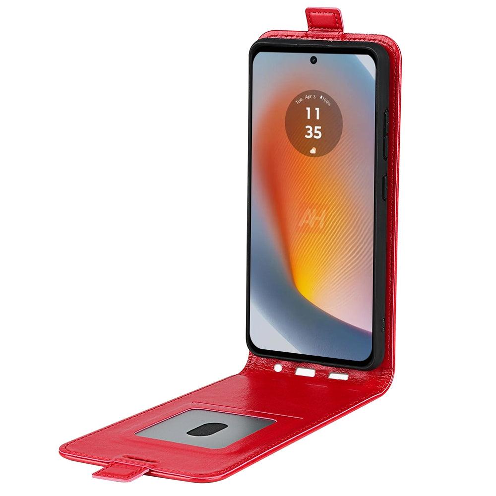 Motorola Edge 50 Fusion Texture Vertical Flip Leather Wallet Case with Card Slot, PU TPU Shockproof Protective Cover, Anti-Drop Magnetic Folio Phone Case