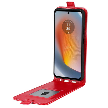 Motorola Edge 50 Fusion Texture Vertical Flip Leather Wallet Case with Card Slot, PU TPU Shockproof Protective Cover, Anti-Drop Magnetic Folio Phone Case