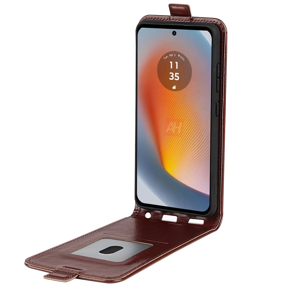 Motorola Edge 50 Fusion Texture Vertical Flip Leather Wallet Case with Card Slot, PU TPU Shockproof Protective Cover, Anti-Drop Magnetic Folio Phone Case