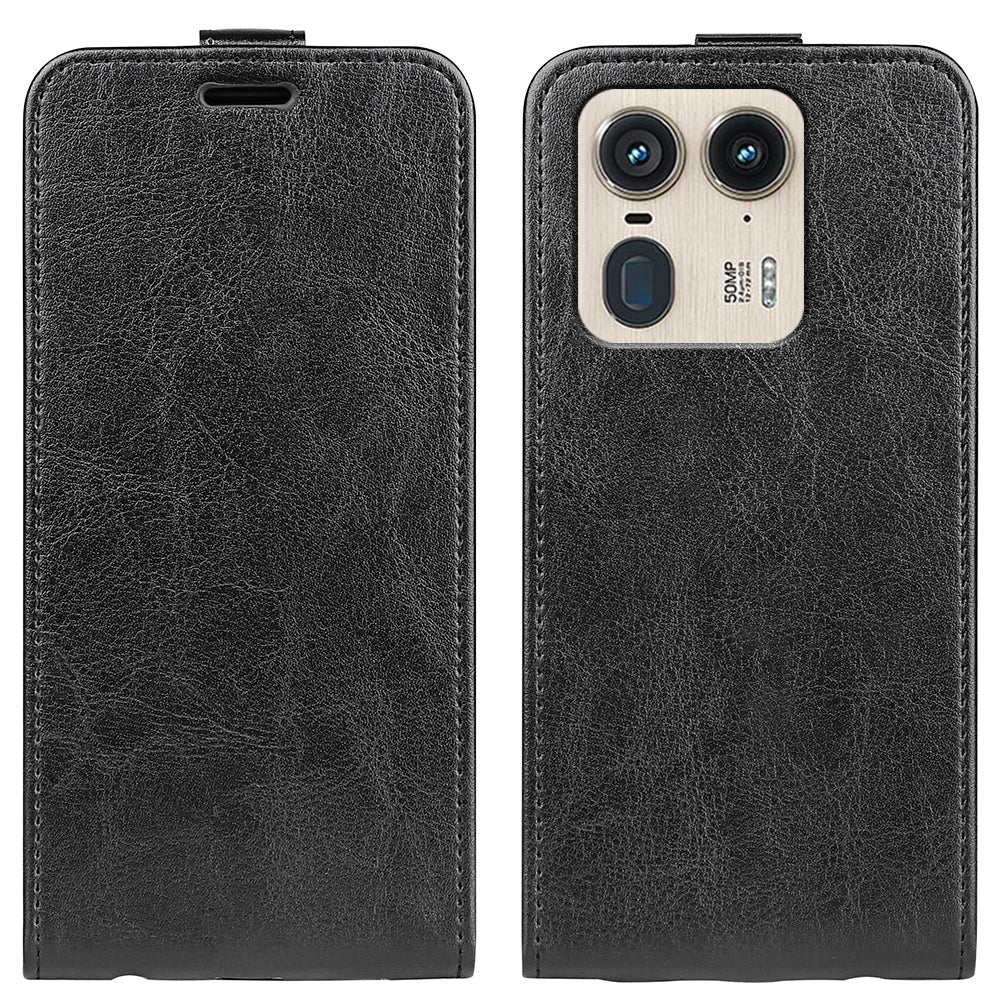 Motorola Edge 50 Ultra Texture Vertical Flip Leather Wallet Case with Card Slot, PU TPU Shockproof Protective Cover, Anti-Drop Magnetic Folio Phone Case