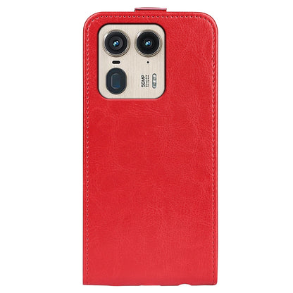 Motorola Edge 50 Ultra Texture Vertical Flip Leather Wallet Case with Card Slot, PU TPU Shockproof Protective Cover, Anti-Drop Magnetic Folio Phone Case