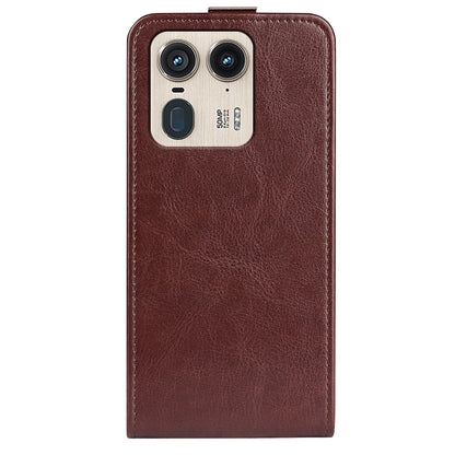Motorola Edge 50 Ultra Texture Vertical Flip Leather Wallet Case with Card Slot, PU TPU Shockproof Protective Cover, Anti-Drop Magnetic Folio Phone Case