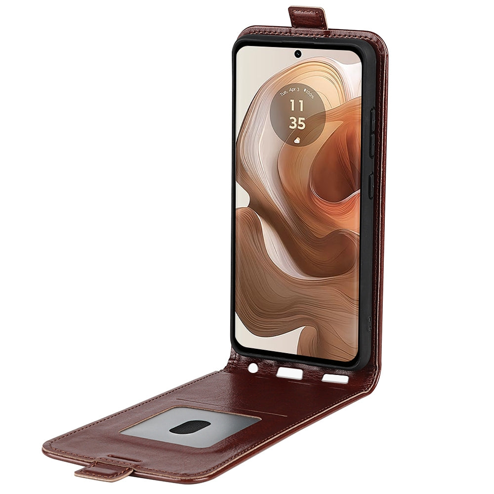 Motorola Edge 50 Ultra Texture Vertical Flip Leather Wallet Case with Card Slot, PU TPU Shockproof Protective Cover, Anti-Drop Magnetic Folio Phone Case
