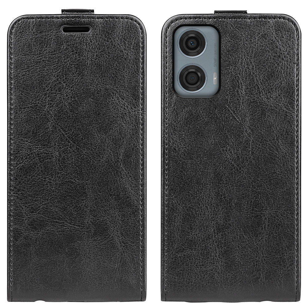 Motorola Moto G24 Power Texture Vertical Flip Leather Wallet Case with Card Slot, PU TPU Shockproof Protective Cover, Anti-Drop Magnetic Folio Phone Case