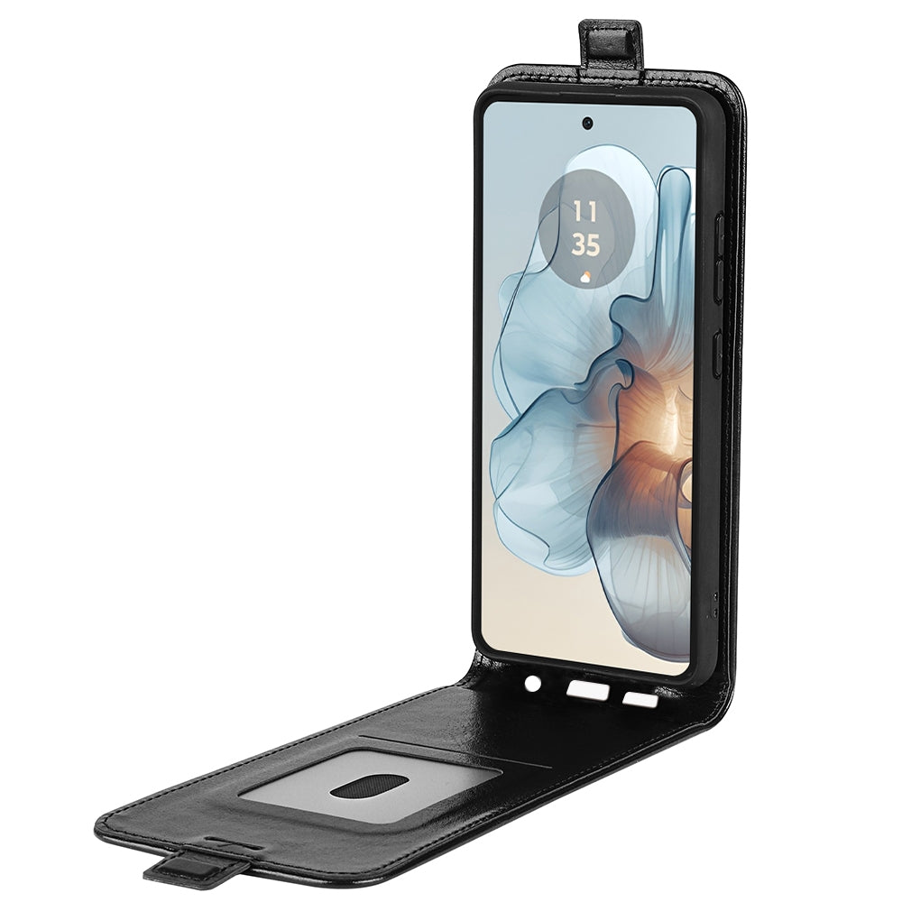 Motorola Moto G24 Power Texture Vertical Flip Leather Wallet Case with Card Slot, PU TPU Shockproof Protective Cover, Anti-Drop Magnetic Folio Phone Case
