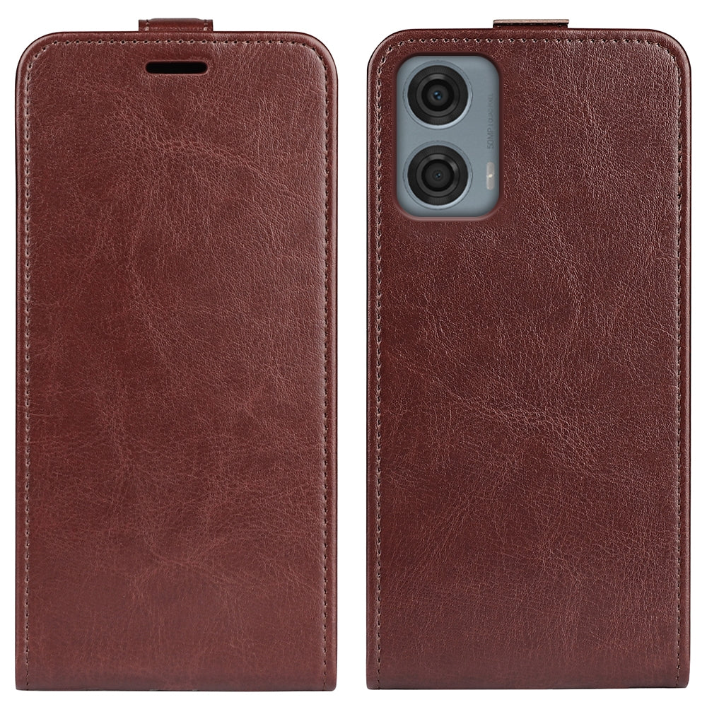 Motorola Moto G24 Power Texture Vertical Flip Leather Wallet Case with Card Slot, PU TPU Shockproof Protective Cover, Anti-Drop Magnetic Folio Phone Case