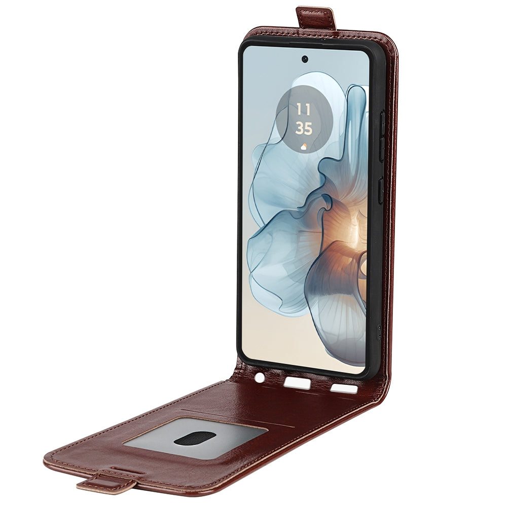 Motorola Moto G24 Power Texture Vertical Flip Leather Wallet Case with Card Slot, PU TPU Shockproof Protective Cover, Anti-Drop Magnetic Folio Phone Case