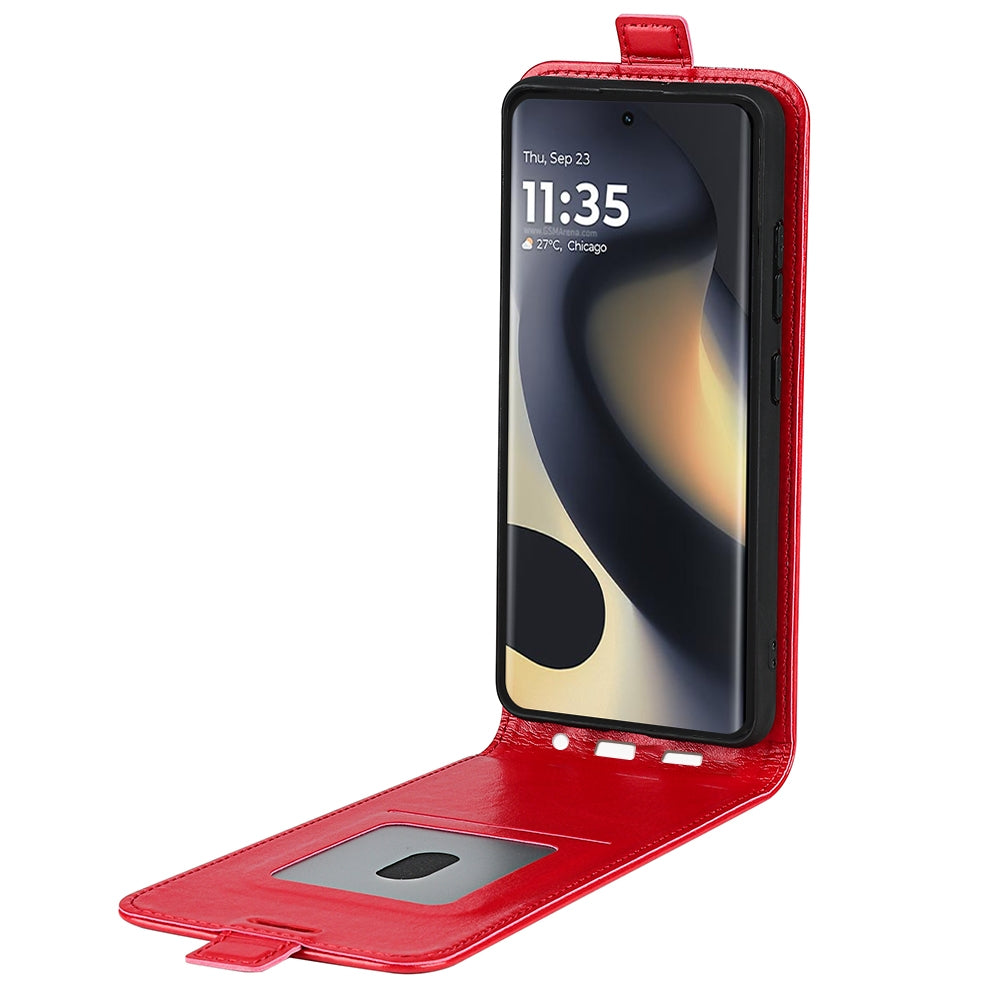 Motorola Edge 5G 2024 Texture Vertical Flip Leather Wallet Case with Card Slot, PU TPU Shockproof Protective Cover, Anti-Drop Magnetic Folio Phone Case