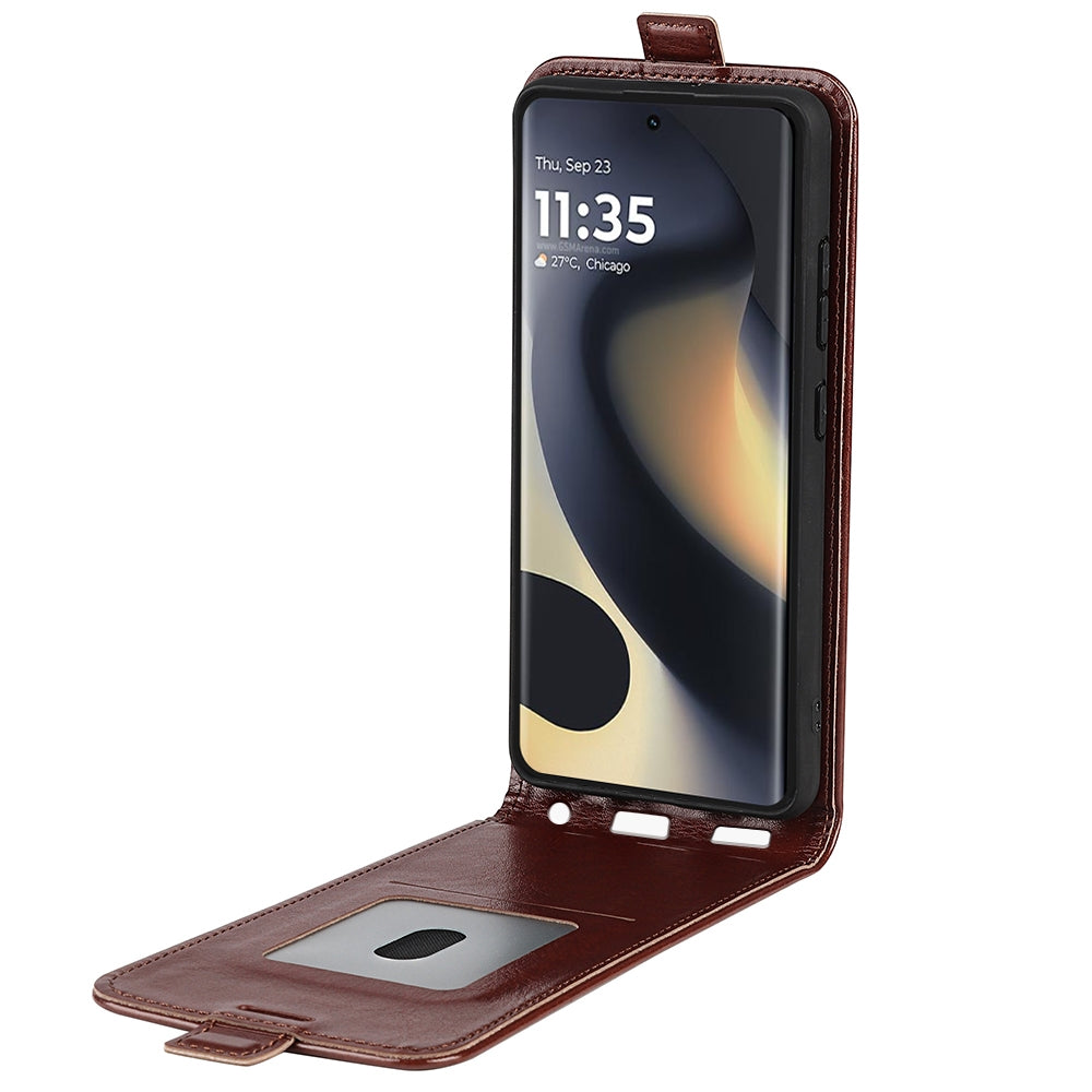 Motorola Edge 5G 2024 Texture Vertical Flip Leather Wallet Case with Card Slot, PU TPU Shockproof Protective Cover, Anti-Drop Magnetic Folio Phone Case