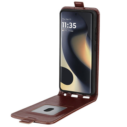 Motorola Edge 5G 2024 Texture Vertical Flip Leather Wallet Case with Card Slot, PU TPU Shockproof Protective Cover, Anti-Drop Magnetic Folio Phone Case