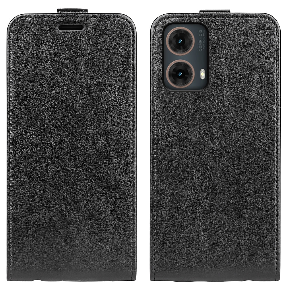 Motorola Moto G85 5G Texture Vertical Flip Leather Wallet Case with Card Slot, PU TPU Shockproof Protective Cover, Anti-Drop Magnetic Folio Phone Case