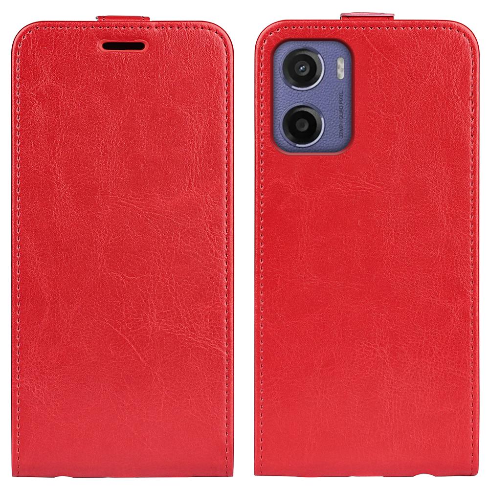Motorola Moto E15 Texture Vertical Flip Leather Wallet Case with Card Slot, PU TPU Shockproof Protective Cover, Anti-Drop Magnetic Folio Phone Case