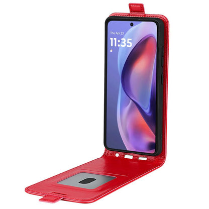 Motorola Moto E15 Texture Vertical Flip Leather Wallet Case with Card Slot, PU TPU Shockproof Protective Cover, Anti-Drop Magnetic Folio Phone Case