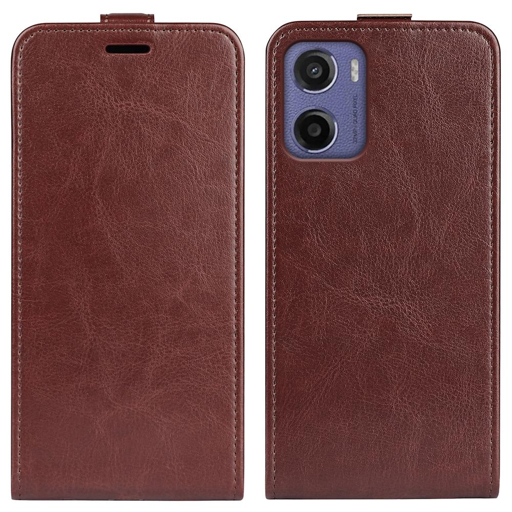 Motorola Moto E15 Texture Vertical Flip Leather Wallet Case with Card Slot, PU TPU Shockproof Protective Cover, Anti-Drop Magnetic Folio Phone Case