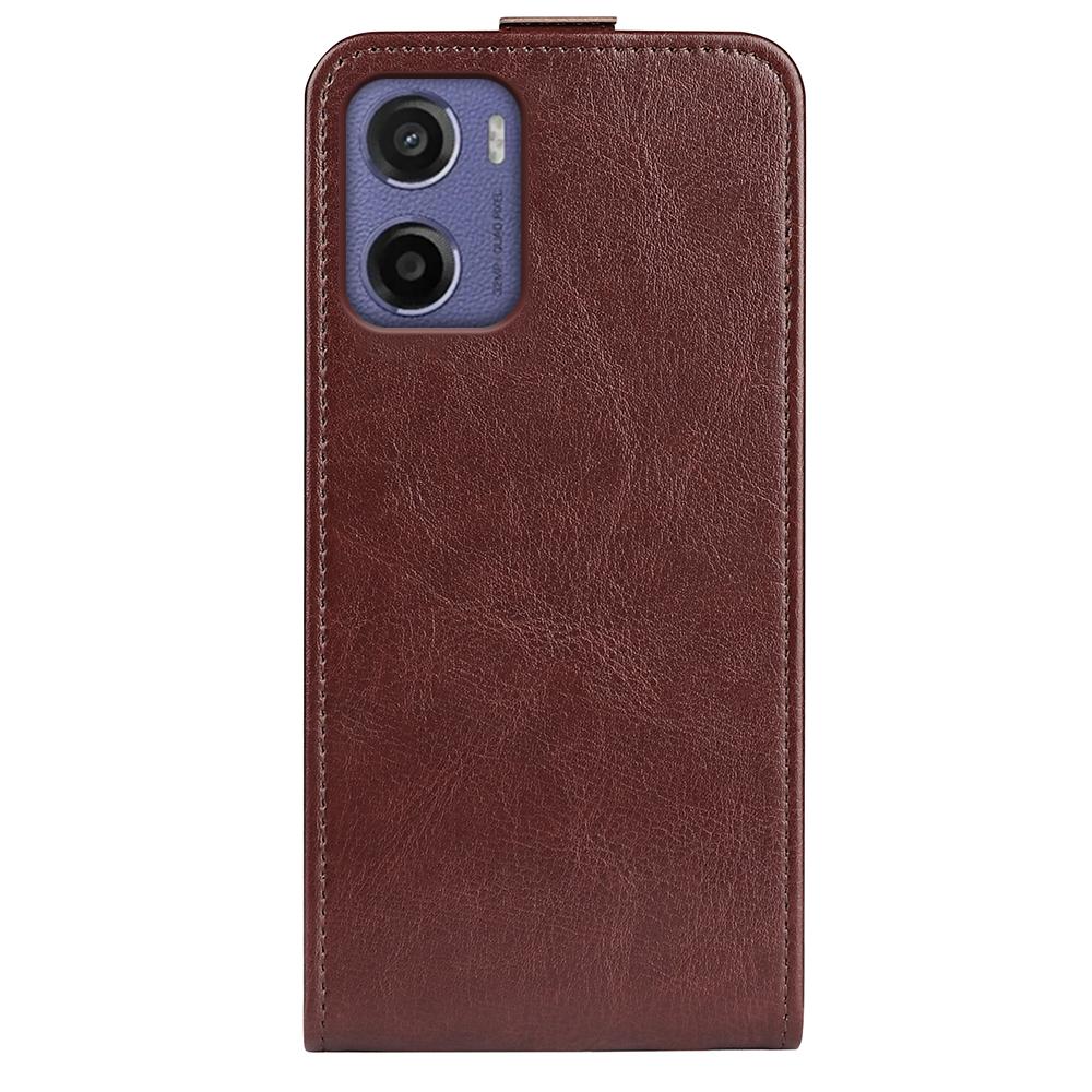 Motorola Moto E15 Texture Vertical Flip Leather Wallet Case with Card Slot, PU TPU Shockproof Protective Cover, Anti-Drop Magnetic Folio Phone Case